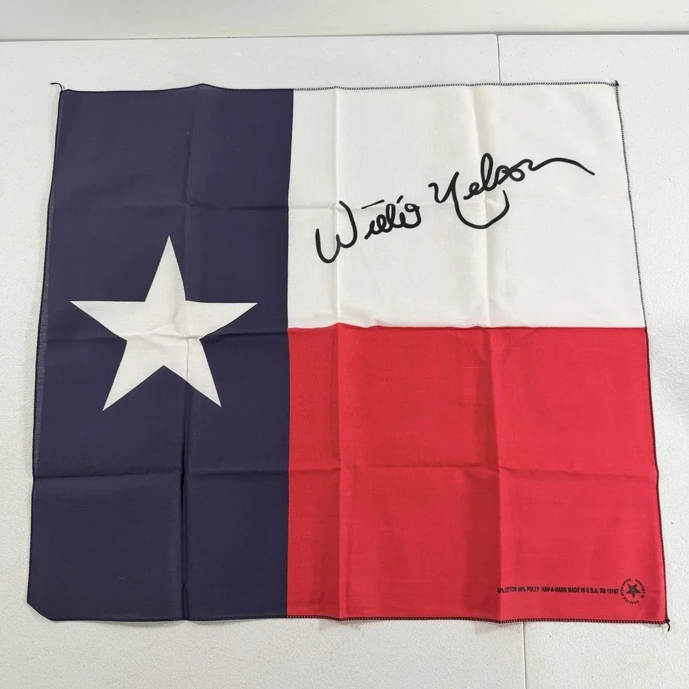 Vintage Willie Nelson Texas State Flag Country Music Bandana Scarf 23